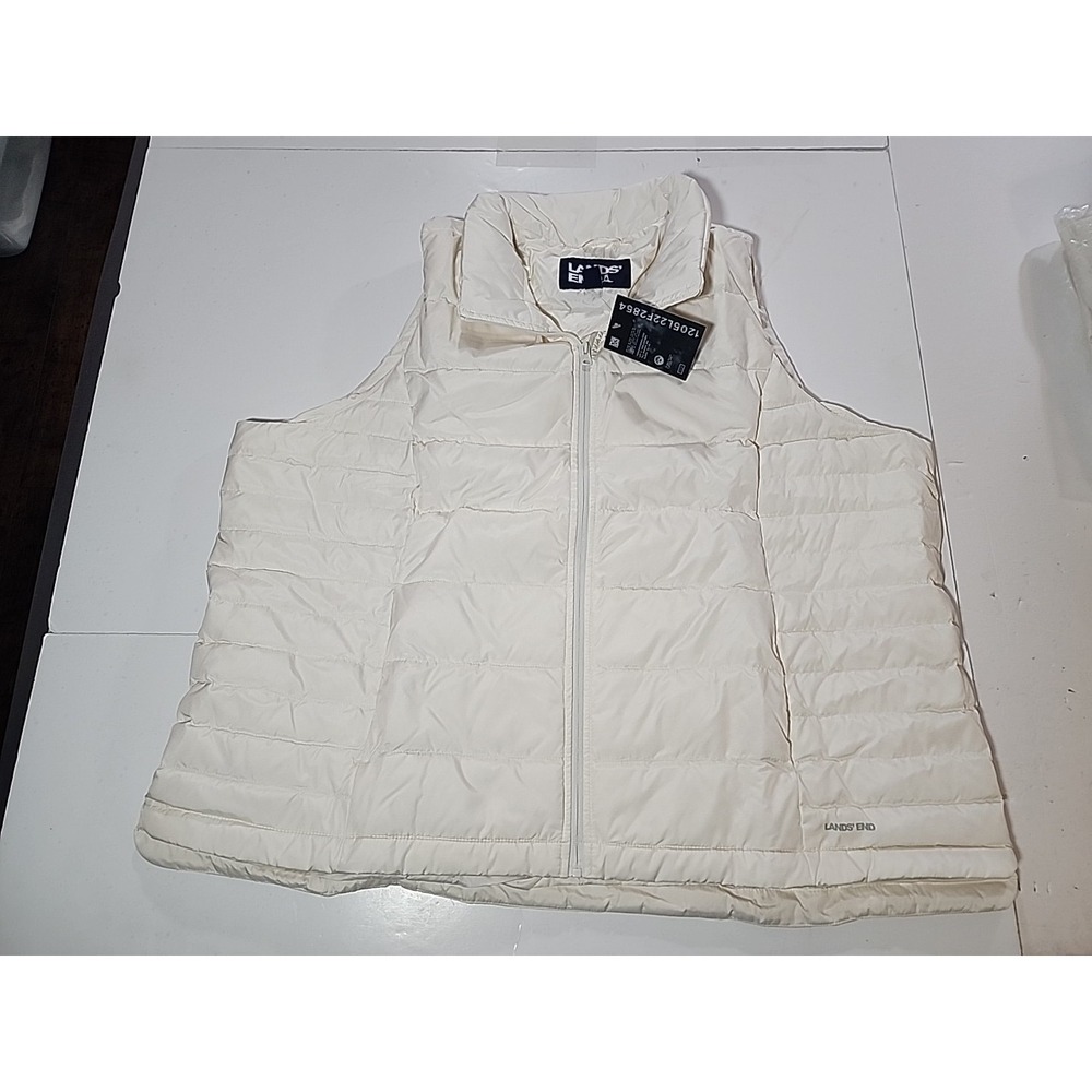 Lands' End 600 Fill Down Puffer Vest White Womens 3X Packable Lightweight NWT